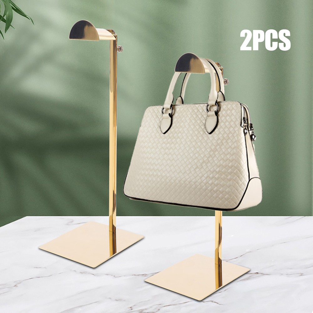 2 Pack Metal Handbag Display Rack with Adjustable Height and Sturdy Base
