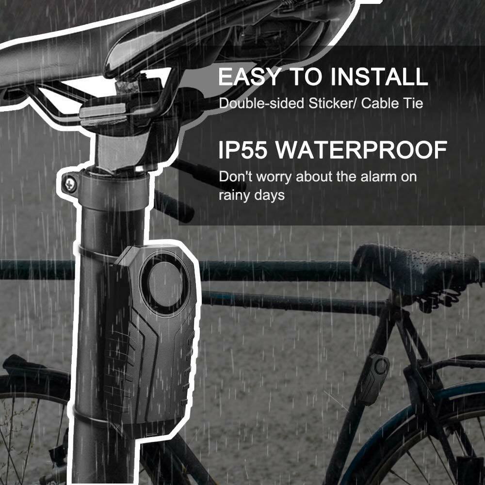 Wireless Bike Alarm with Remote 113dB Anti-Theft Vibration Motorcycle Waterproof