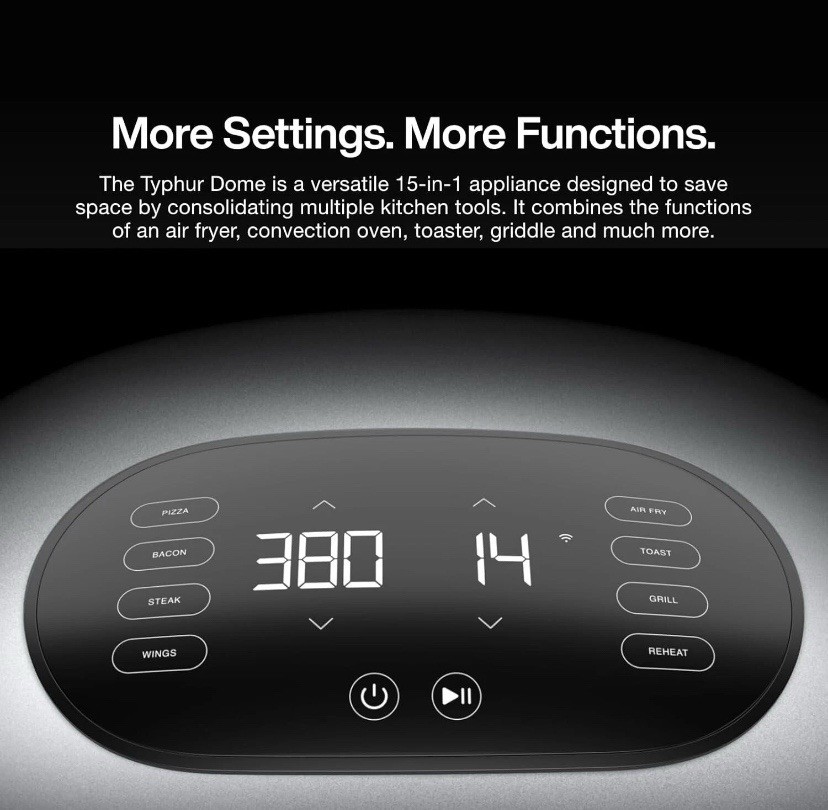 Typhur Dome 2 Air Fryer, Extra Large with Superior Airflow, Self-cleaning.