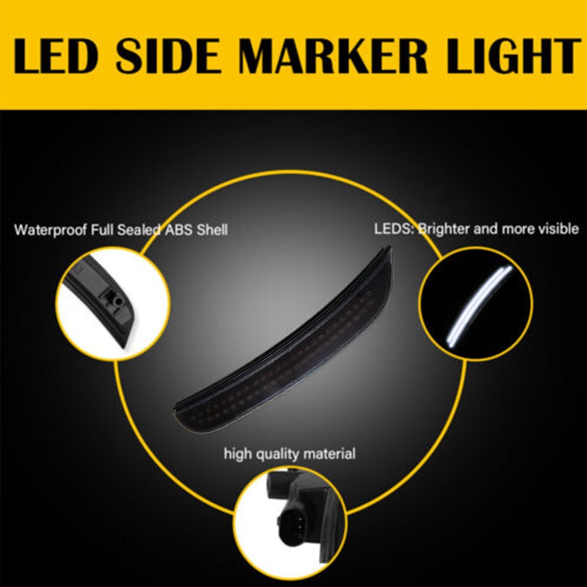 For 2015-2023 Dodge Charger White Front Rear LED Side Marker Light Smoked Lens