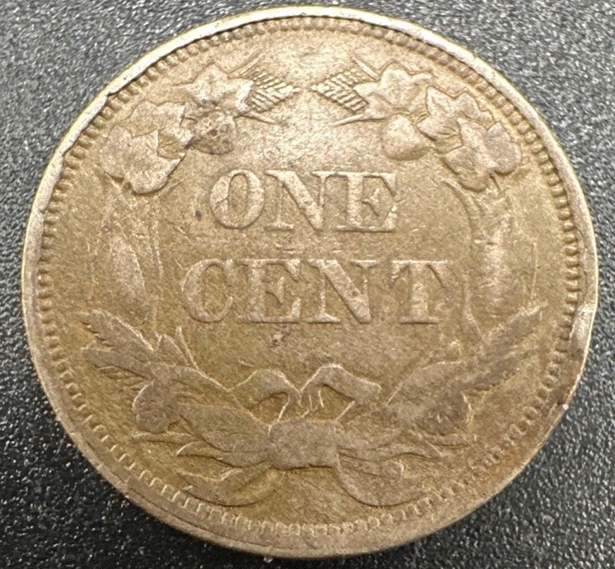 1858 Flying Eagle Cent Small Letters VF Condition Reverse Rim Cud