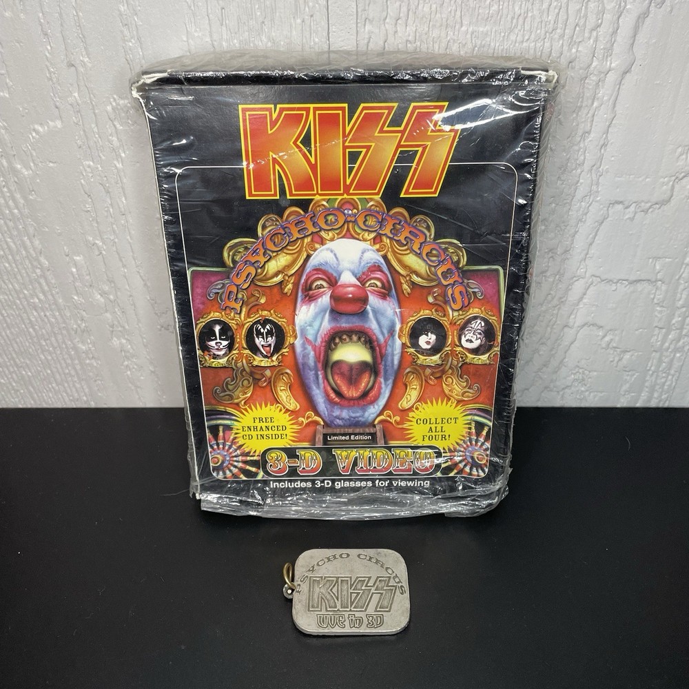 KISS Psycho Circus Tour Vintage Pewter Keychain + 3D Video VHS Tape Merch 1998