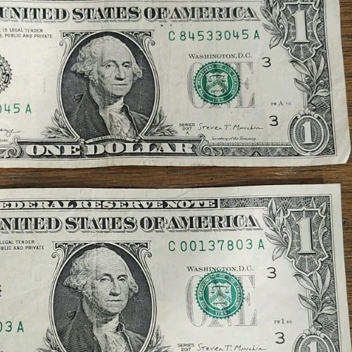 Extra Green Ink Smear & Green Seal Misaligned Print Errors 2017A $1 Bill