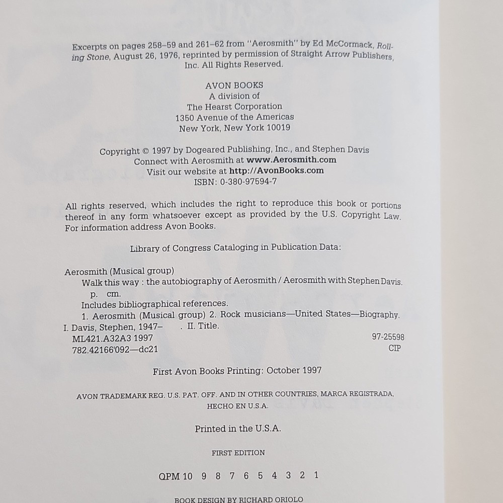 Aerosmith Signed Walk This Way First Edition MR Sports Collectibles Authenticat…