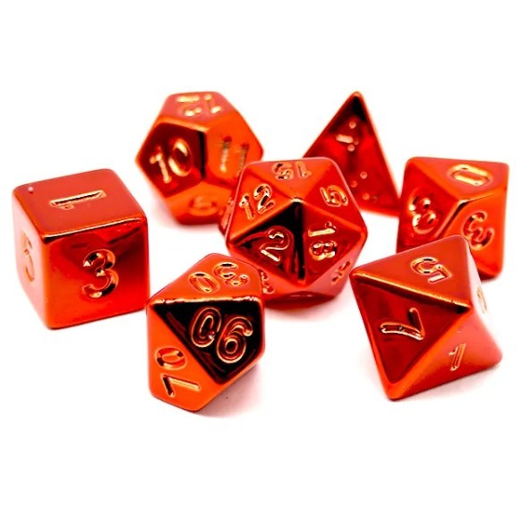 TEG - 7 Red Electroplated Polyhedral Dice New Polyhedral Dice Sets
