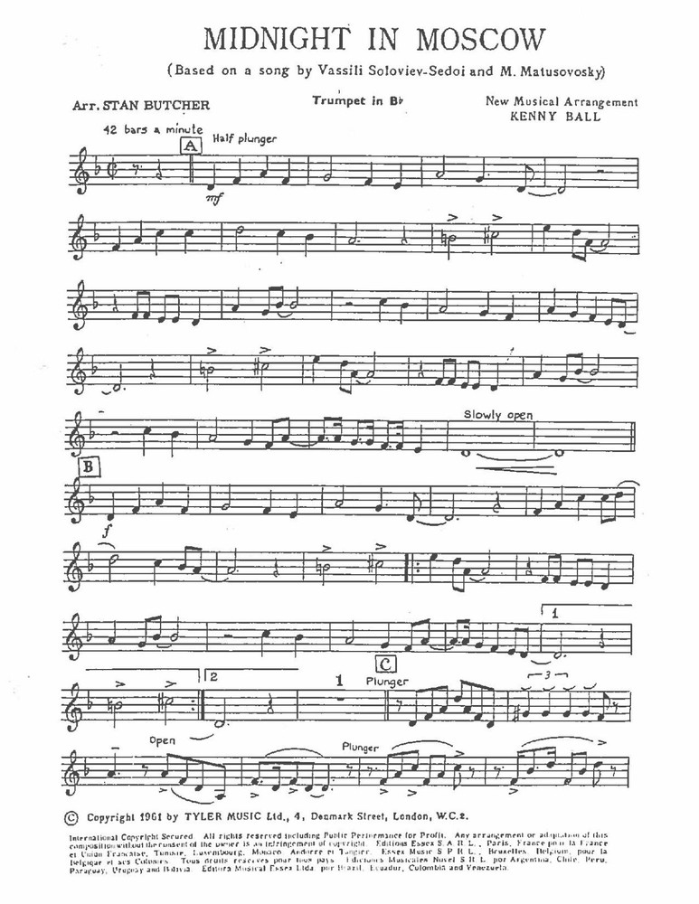 Midnight in Moscow Dixieland Combo/Jazz  Band Sheet Music