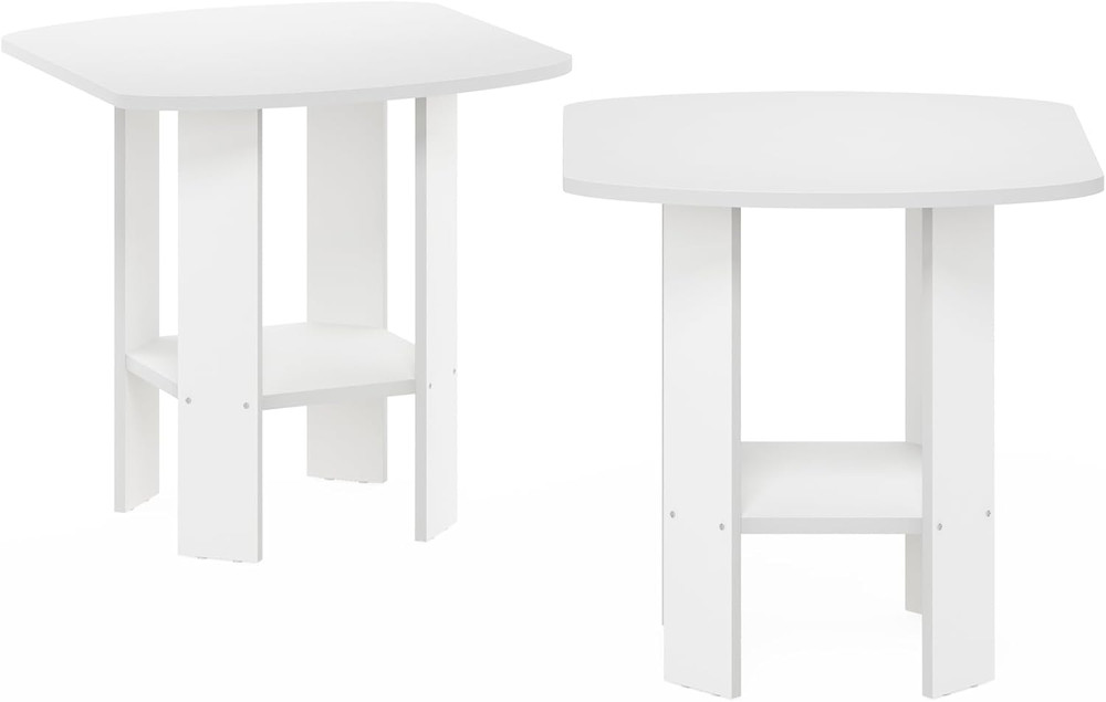 Simple Design End Table, 2-Pack, White