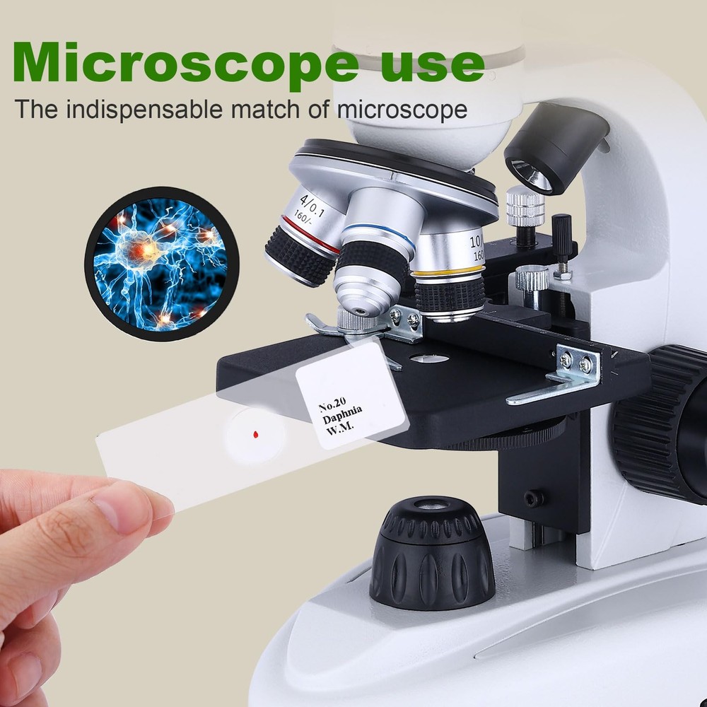60 Pieces Prepared Microscope Slide Set with Specimens, Plant Animal Cell Sci...