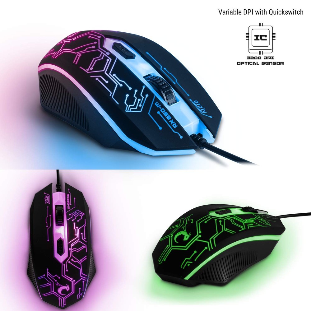 Gaming Keyboard and Mouse pad Headset, Wired LED Black
