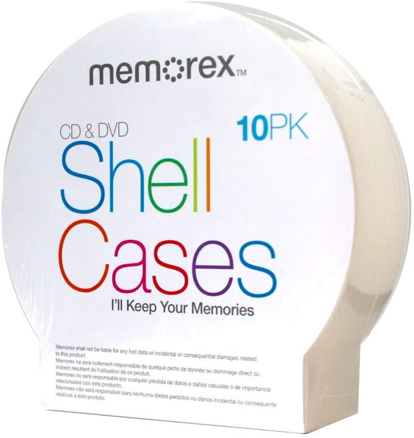 10PK New Memorex CD & DVD Clear Shell Cases Thin Clam Shell C-SHELL