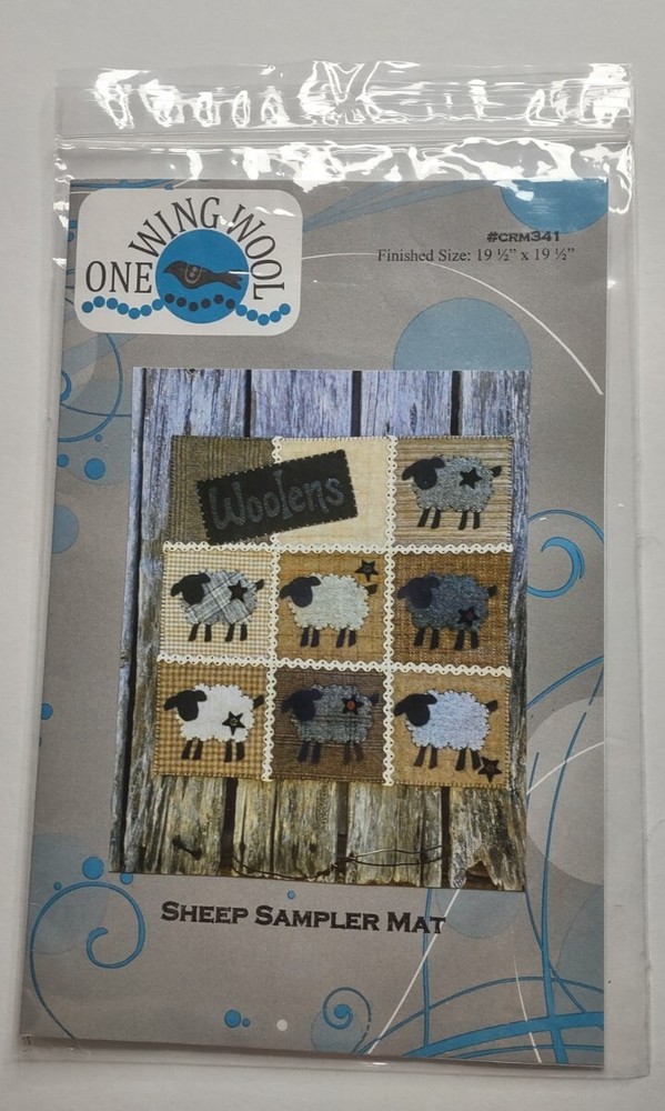 Sheep Sampler Mat Pattern CRM341 by One Wing Wool 19 1/2" X 19 1/2"