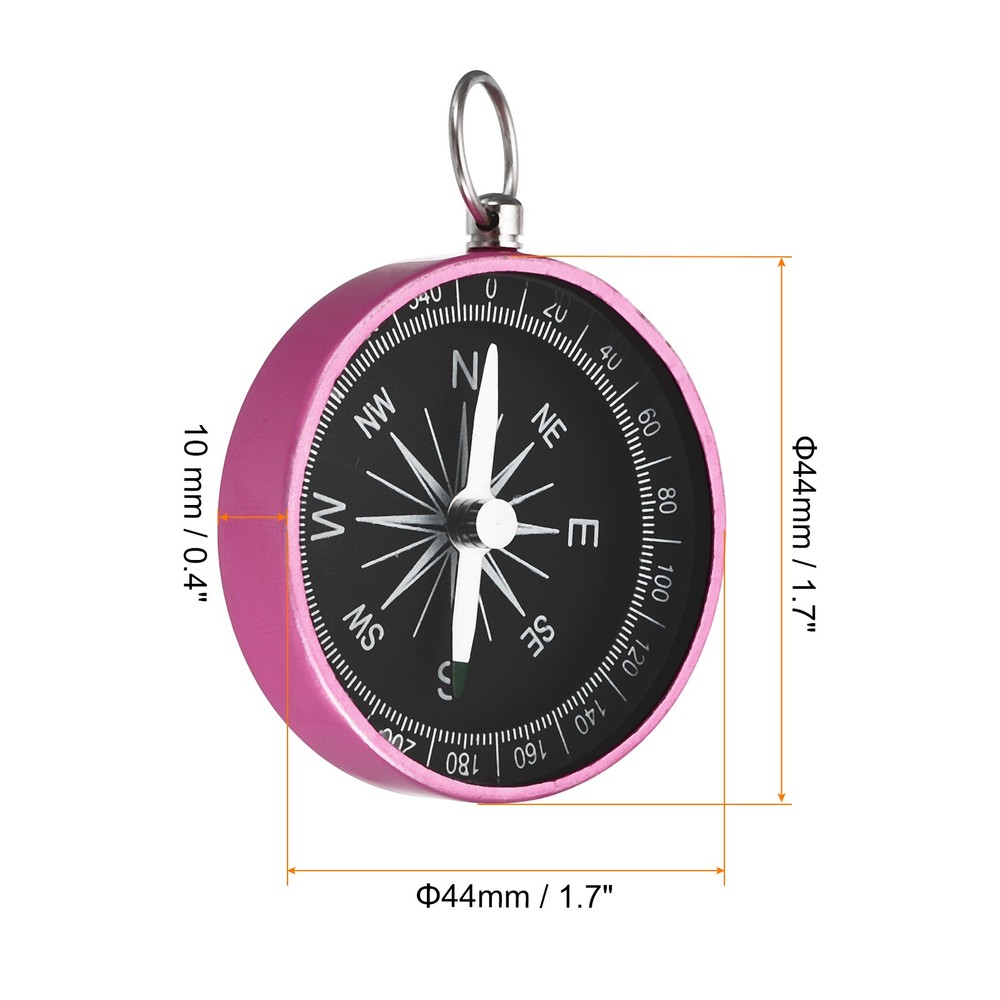 Pocket Compass Outdoors Navigation Compass with Key Ring Pink