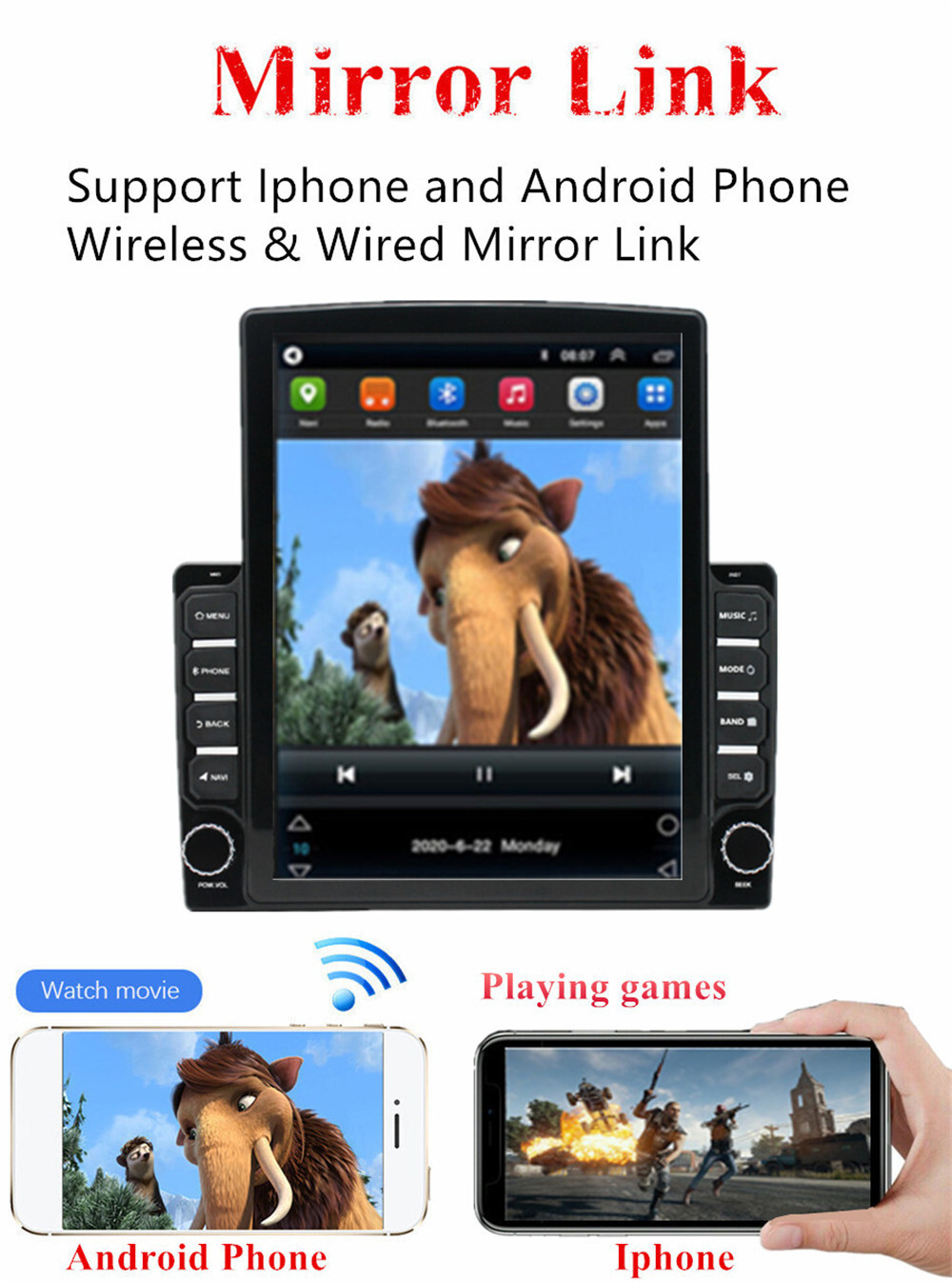 Car Stereo Radio For Apple Carplay Fit For Dodge RAM 1500 2500 2013-2019 GPS BT