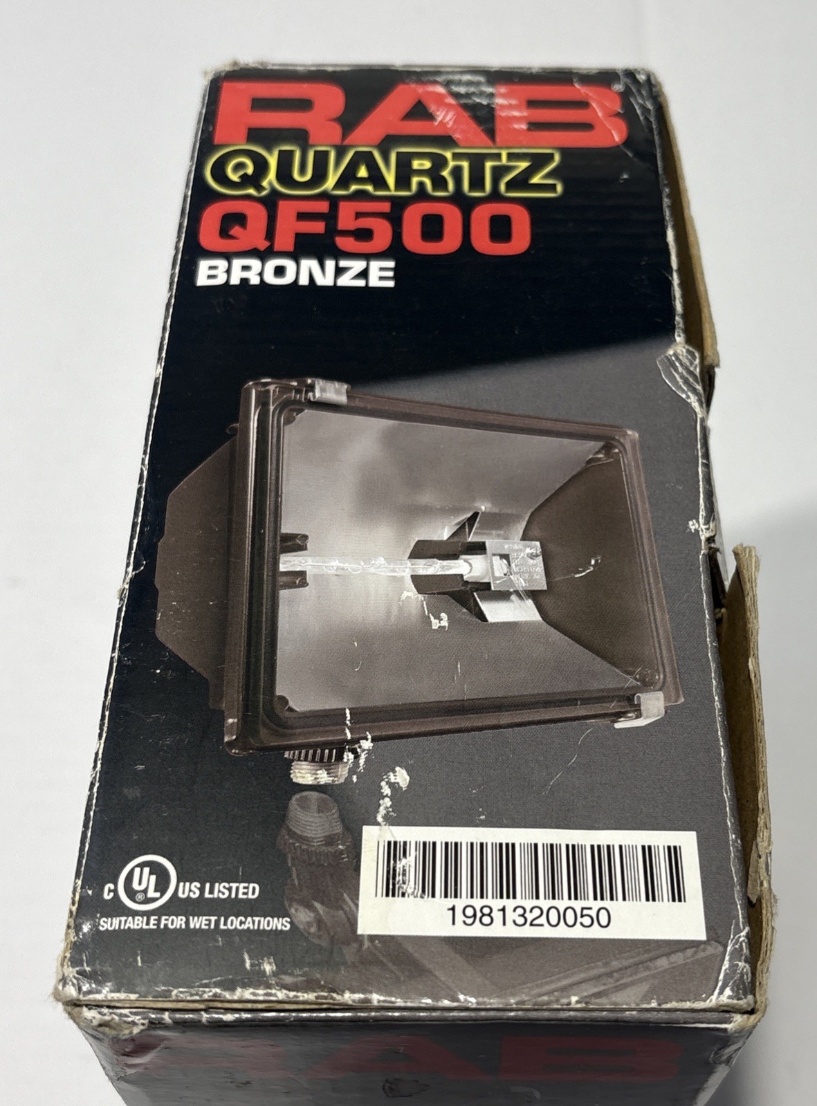 RAB QF500 Bronze Quartz Halogen Outdoor Floodlight lamp, Unused-Missing Bulb
