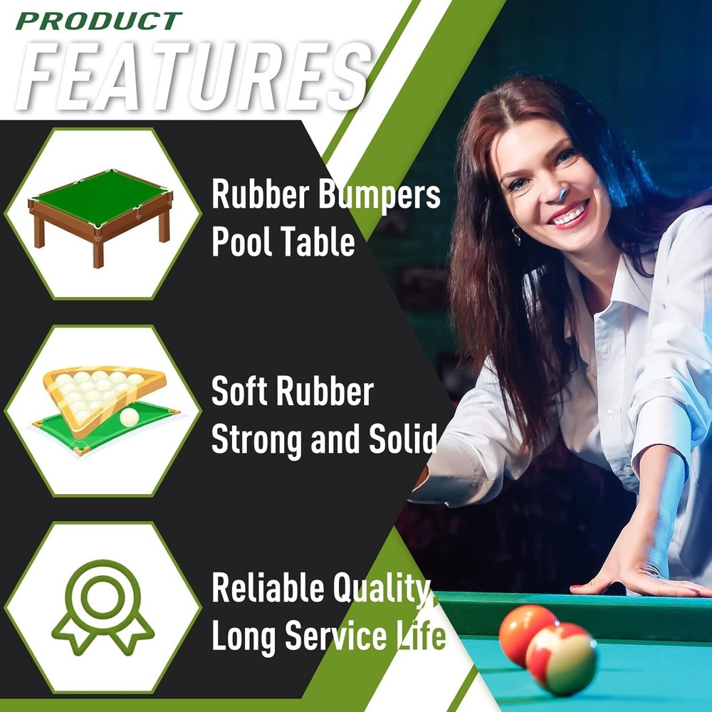 6-Piece K66 Rubber Pool Table Rail Cushion Bumpers Replacement Set