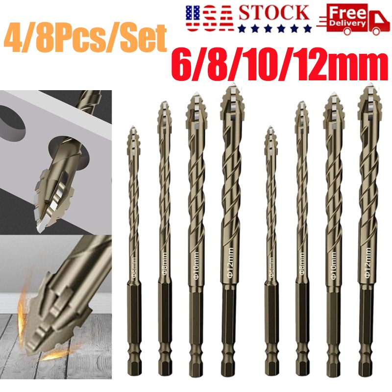 Eccentric Drill Bit Set Four-Flute Sawtooth Eccentric Drill Bit High Hardness