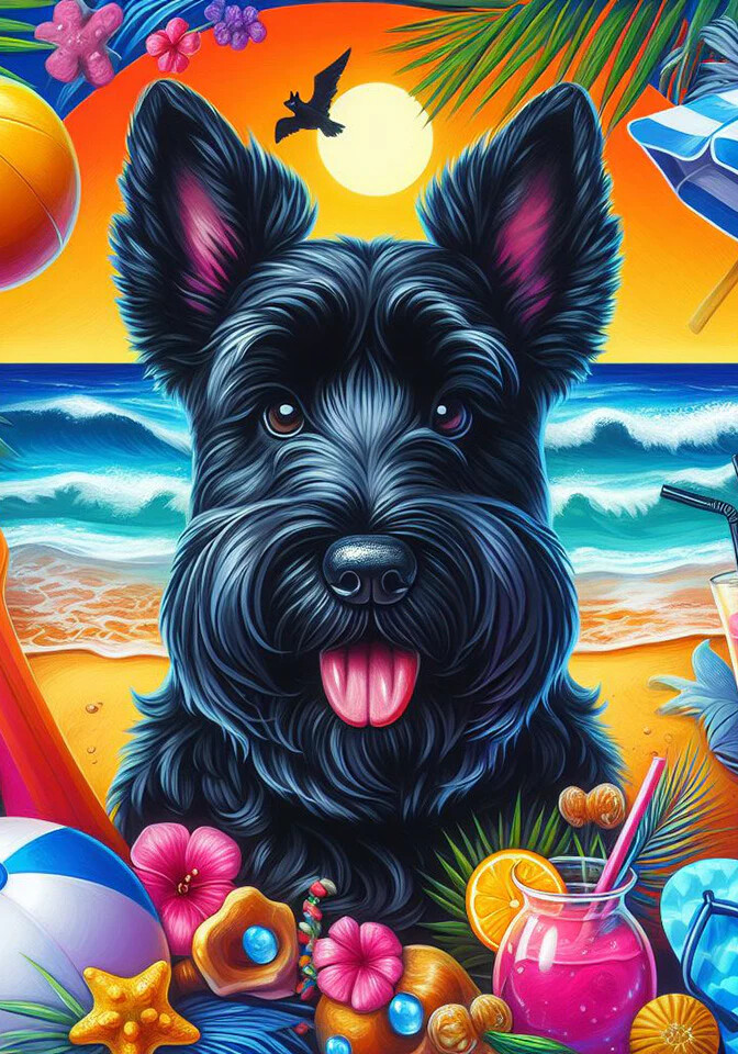 Scottish Terrier Black Summer Fun Flag