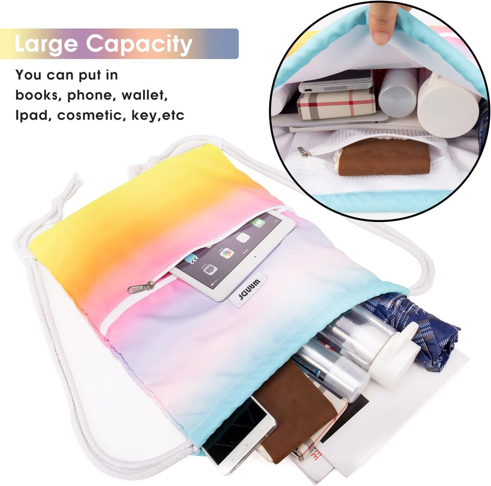 Drawstring Backpack String Bag Sackpack Cinch Water Resistant Nylon for Gym Shop