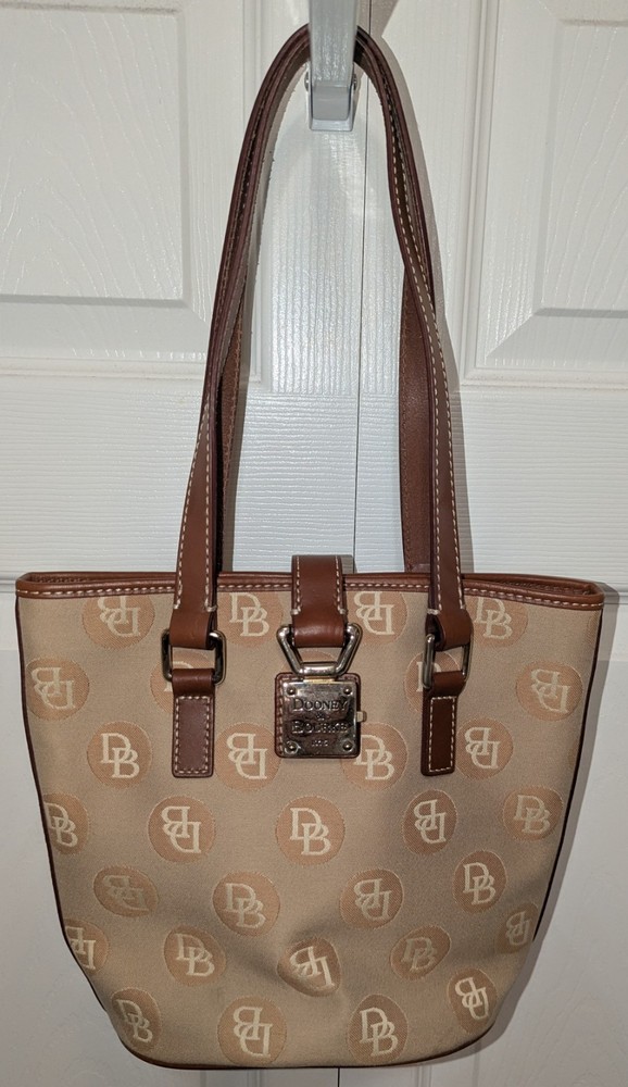 Dooney & Bourke Tan Monogram Bucket Bag Excellent Condition!