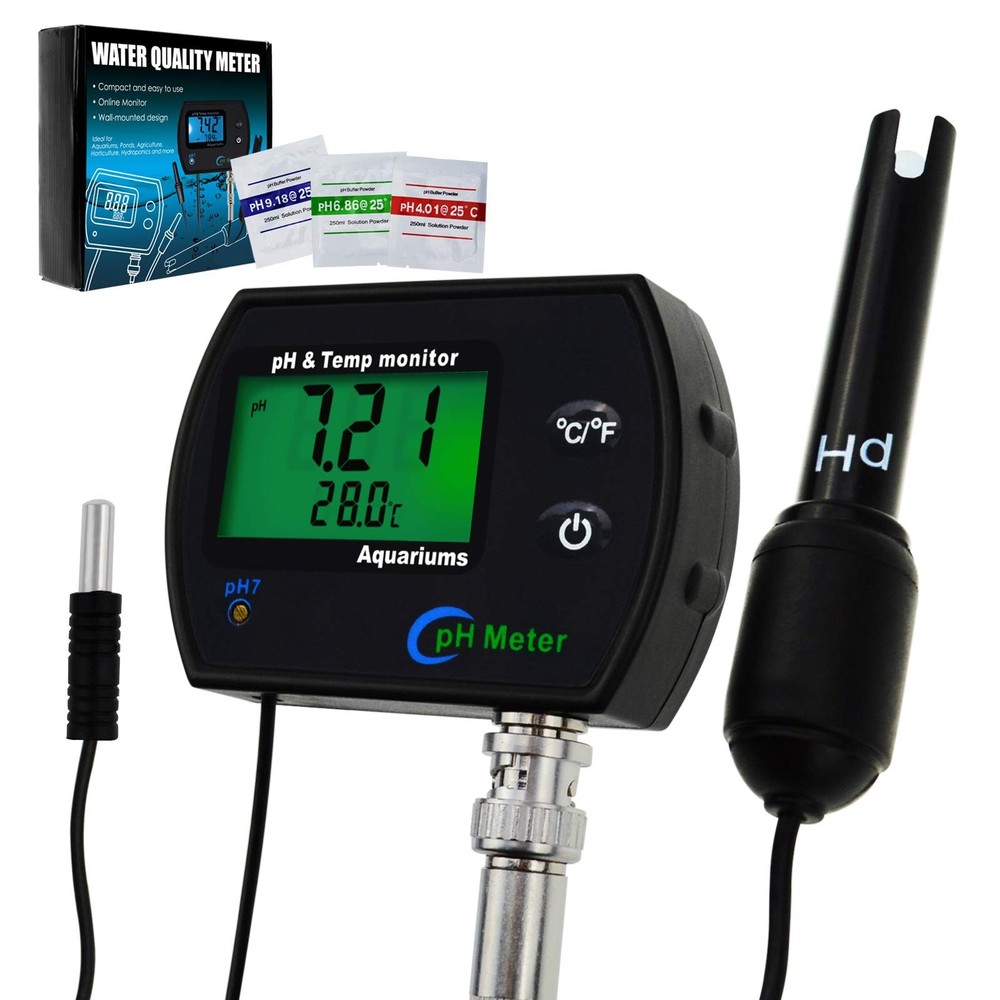 2-in-1 Combo pH & Temperature Meter Water Tester Replaceable BNC pH Electrode fo