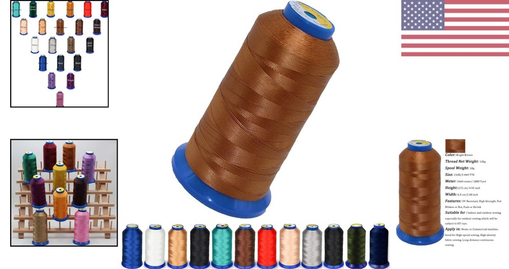 Premium 210D/3 Polyester Thread Spool - Perfect for Upholstery & DIY Crafts