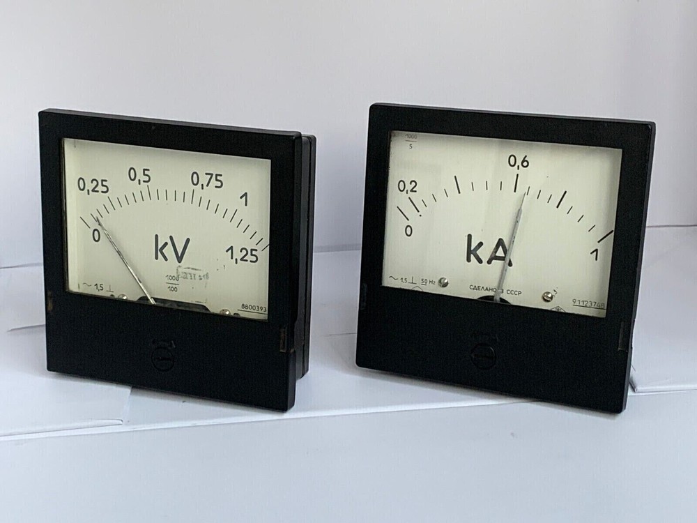 Vintage ammeter Soviet Voltmeter Industrial design Bakelite case 2pcs
