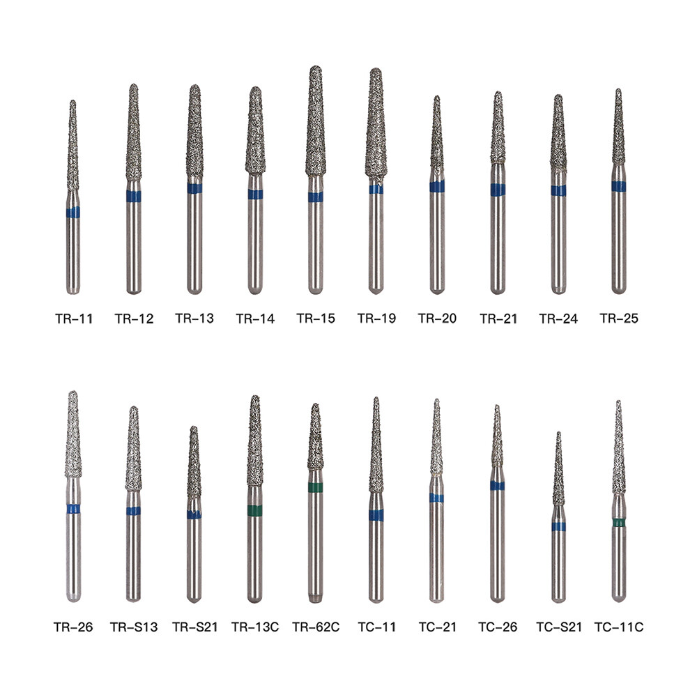 100 Types AZDENT Dental FG Diamond Burs For High Speed Handpiece Friction Grip