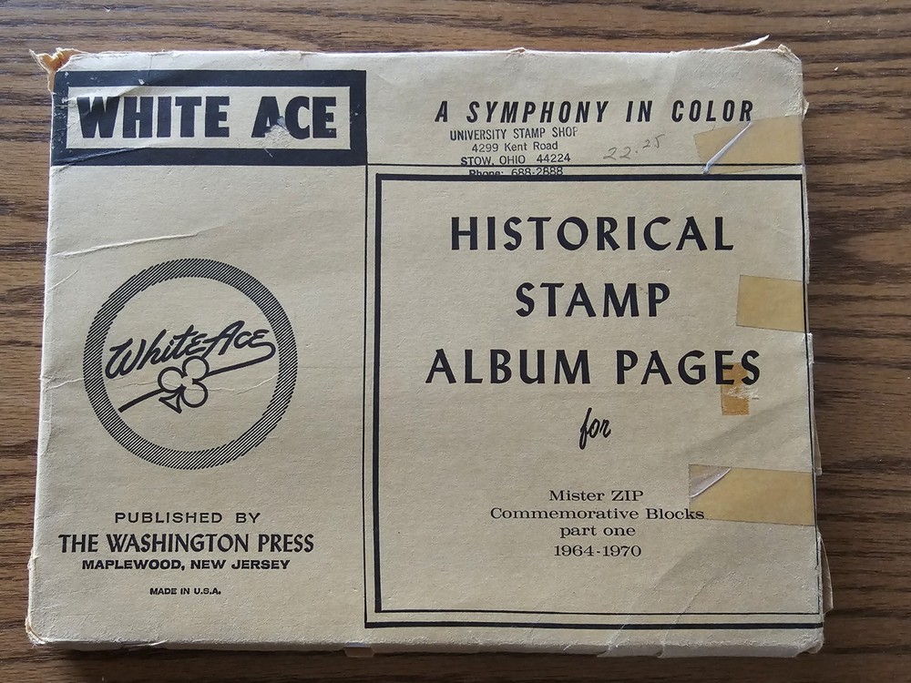 White Ace Stamp Supplement for U.S. Commemorative Mr. Zip Blocks 1964-1970 NOS