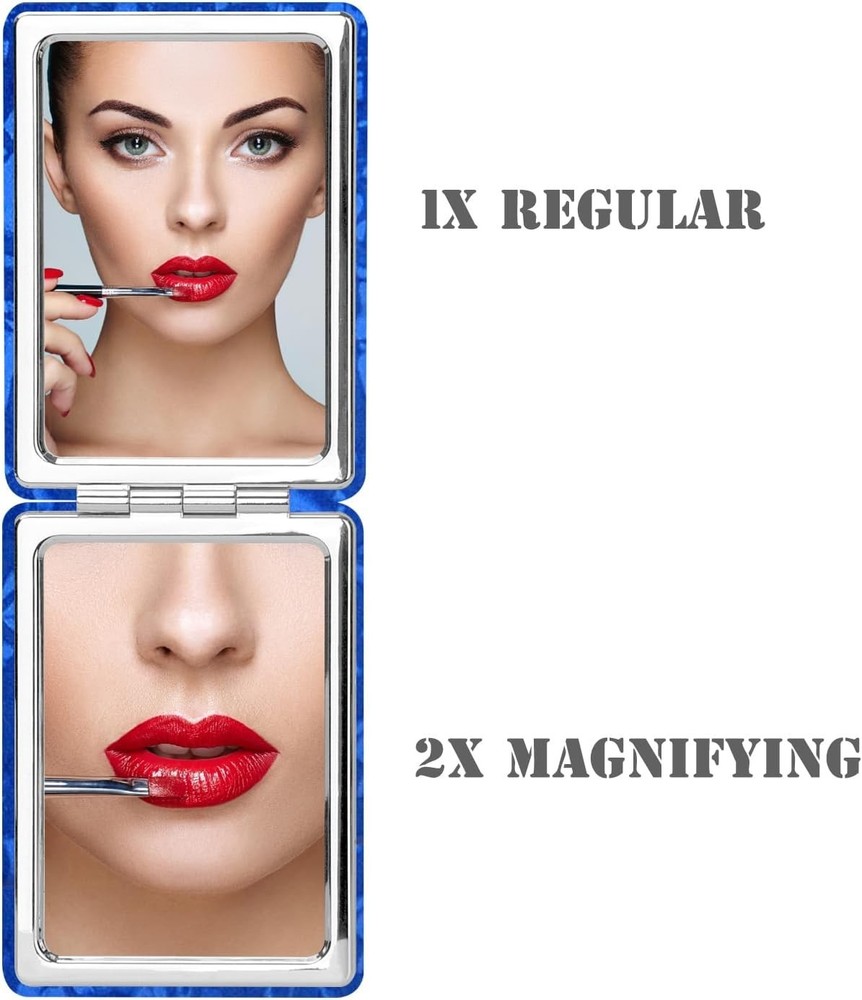 Portable Rectangular Makeup Mirror with Magnifying Side - Perfect for Travel