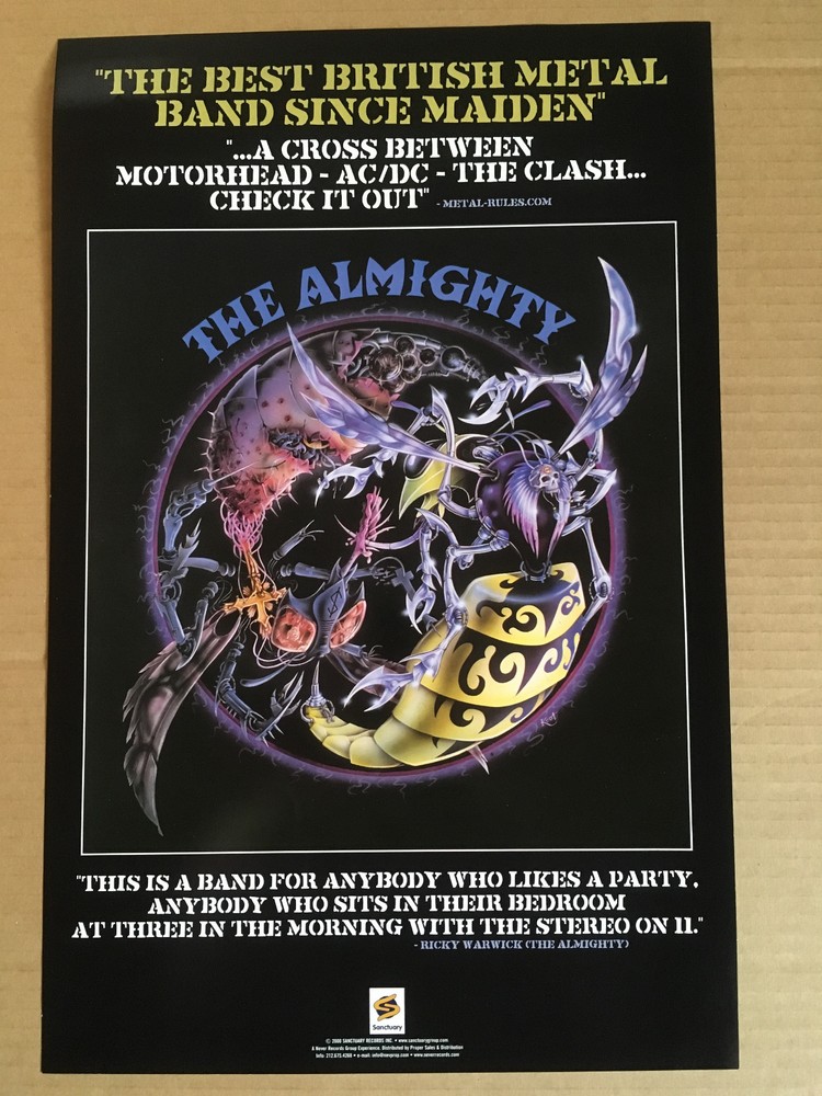 Ricky Warwick THE ALMIGHTY Rare 2010 PROMO POSTER of  Self titled CD 11 x 17 USA