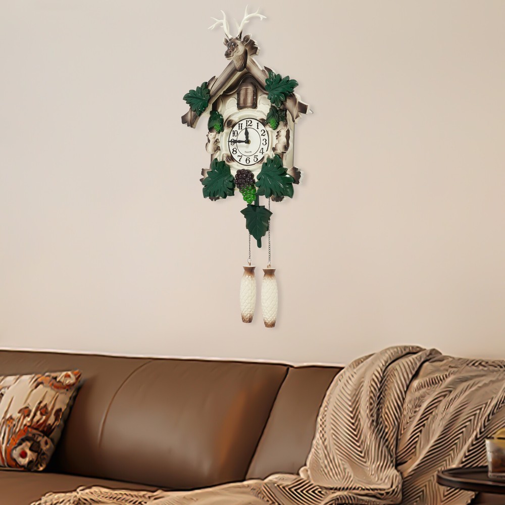 White Wall-mounted Clock Battery Powered Wall Clock Antler Shape Retrol Clock