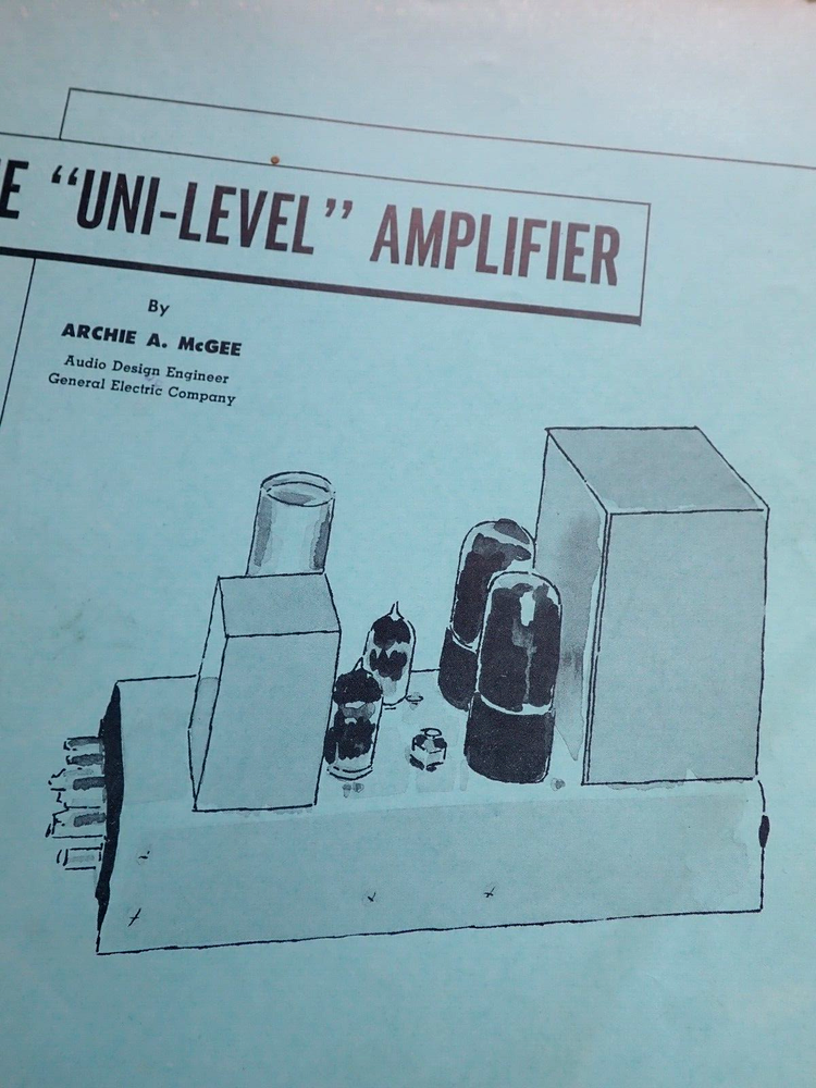 Original 1950s GE " Uni-Level " Amplifier Specs Pamplet Brochure General Elect