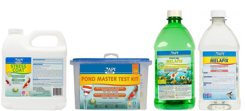 API Pond Spring Start Up Bundle: Master Test Kit, MelaFix, PimaFix, Stress Coat