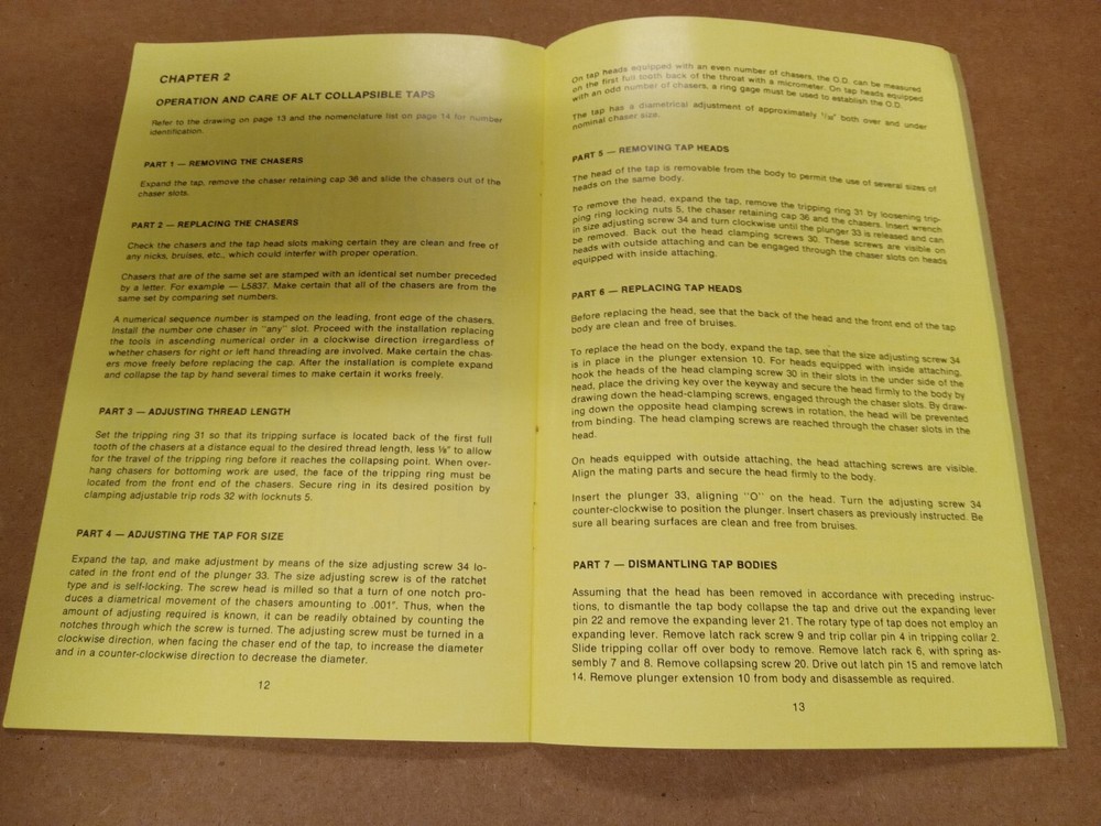 Operators Instruction Book for ALT Collapsible Taps