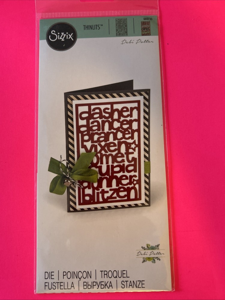 Sizzix Thinlits~Debbie Potter ~REINDEER NAMES ~ Christmas ~ Dasher Vixen 660733