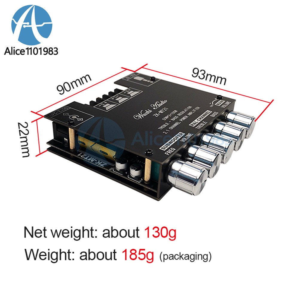 ZK-MT21 2.1Channel Bluetooth Audio Power Amplifier Board Subwoofer 50W*2+100W US