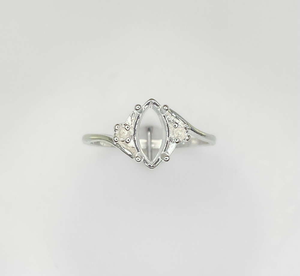 Marquise with Accents Bypass Sterling Silver Ring Setting