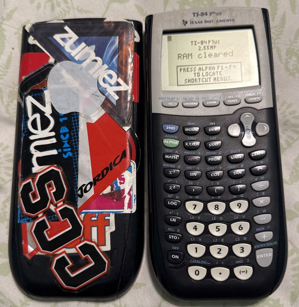 Texas Instruments TI-84 Plus Graphing Calculator Blue W/Cover Tested EUC