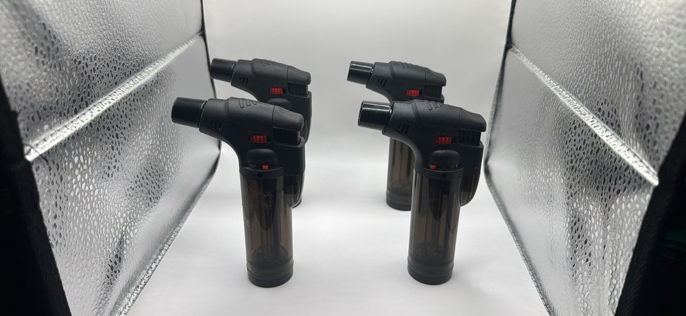 4 Pack Jumbo 4" Single Jet Flame Torch Gun Lighter Refillable Lockable Windproof
