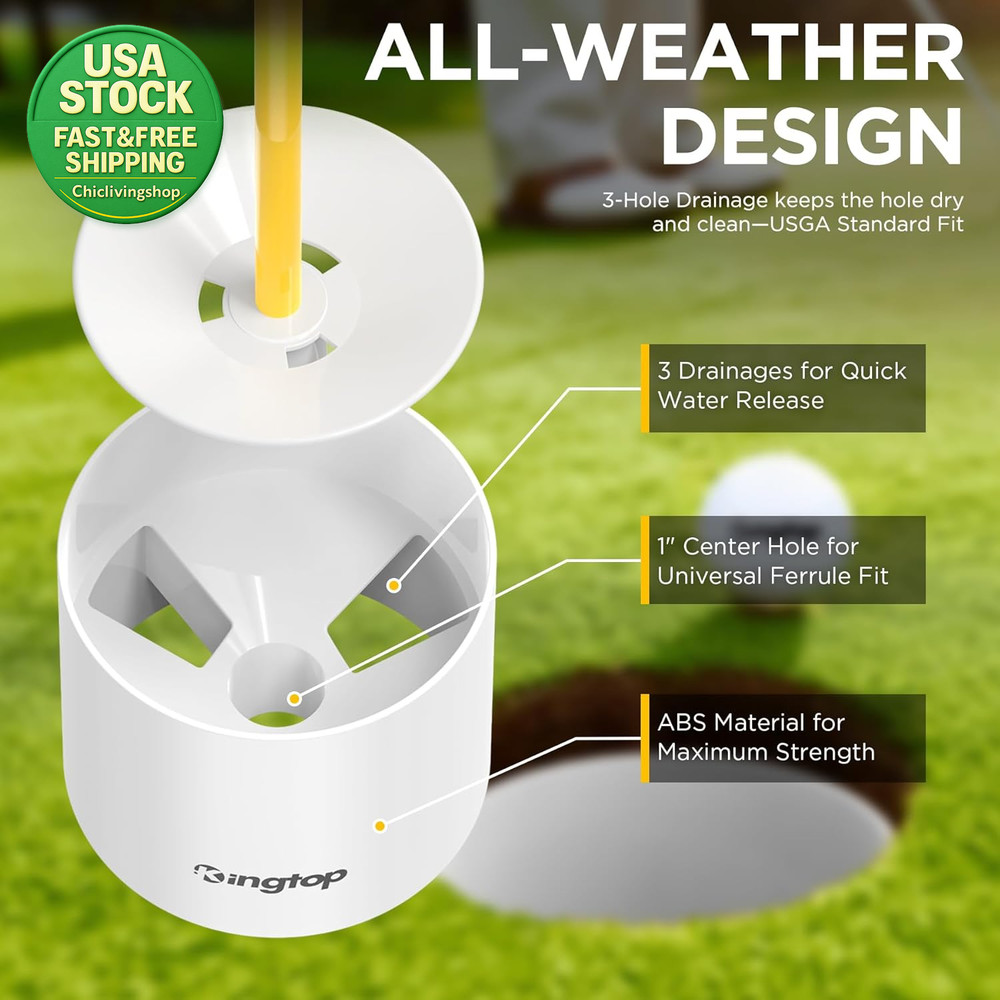 Golf Flagstick Mini 3 Feet Double Sided Numbered Flags 3 Pack Yellow