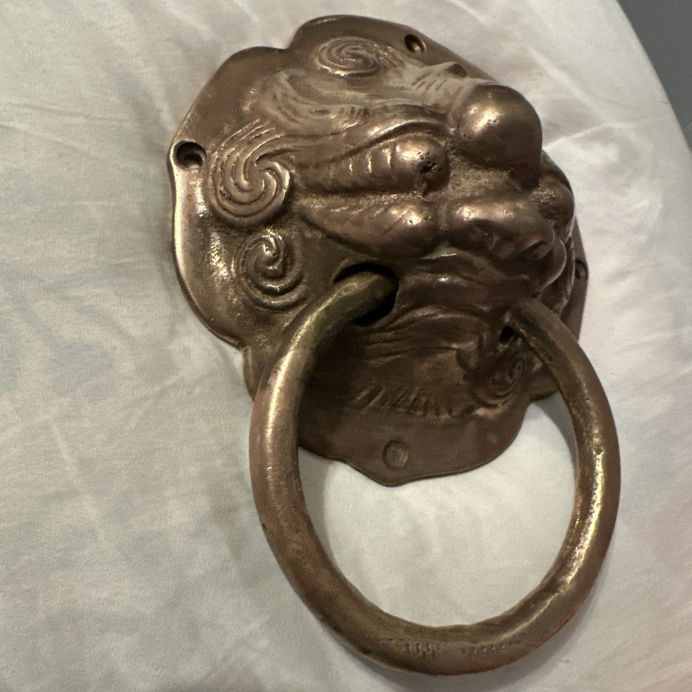 Vintage Antique Heavy Solid Brass Dragon Head Door Knocker