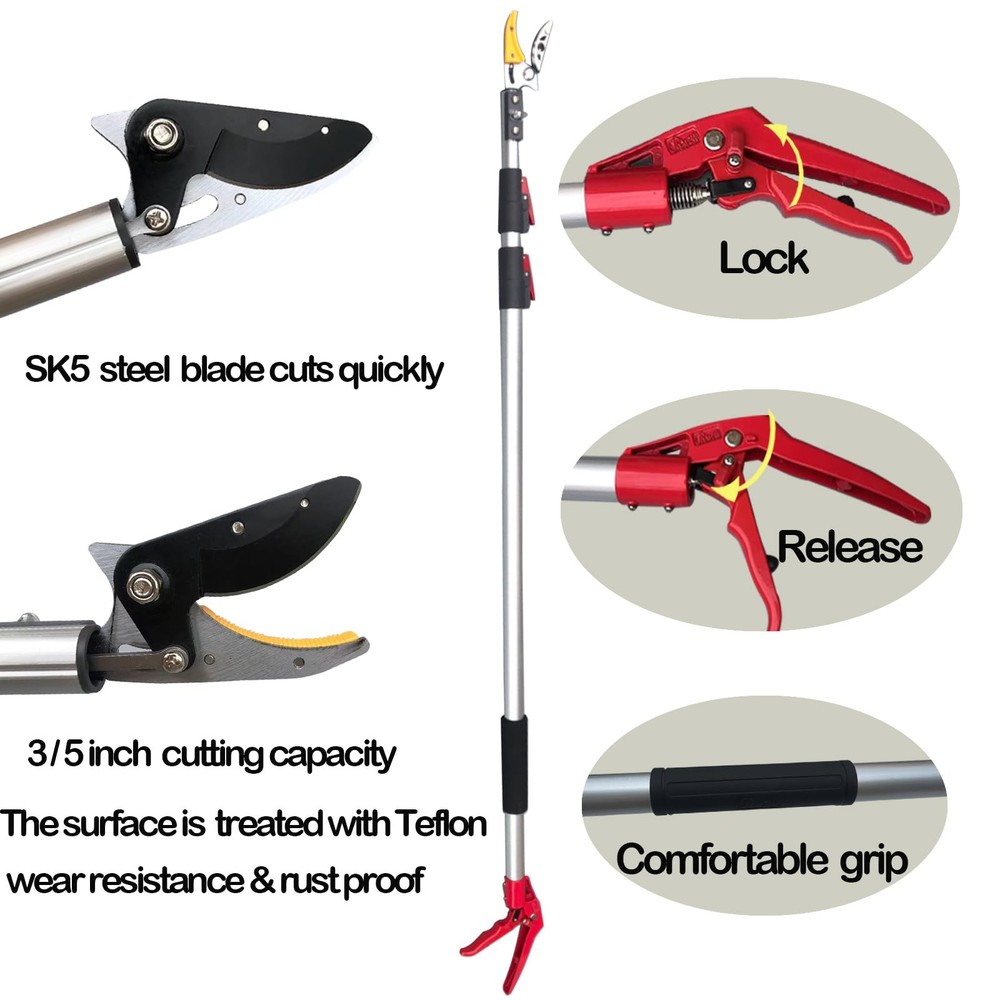 4.6-10ft Extendable Tree Pruner,Telescopic Tree Trimmer Pole Saw, Branch Cutt...