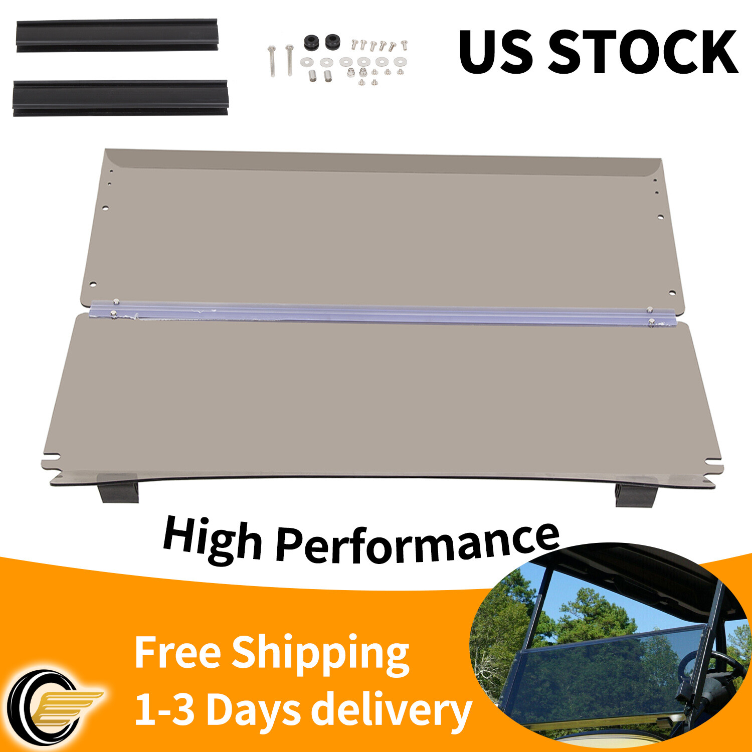 For Club Car Precedent (2004-2021) Golf Cart Fold Down Windshield Tinted