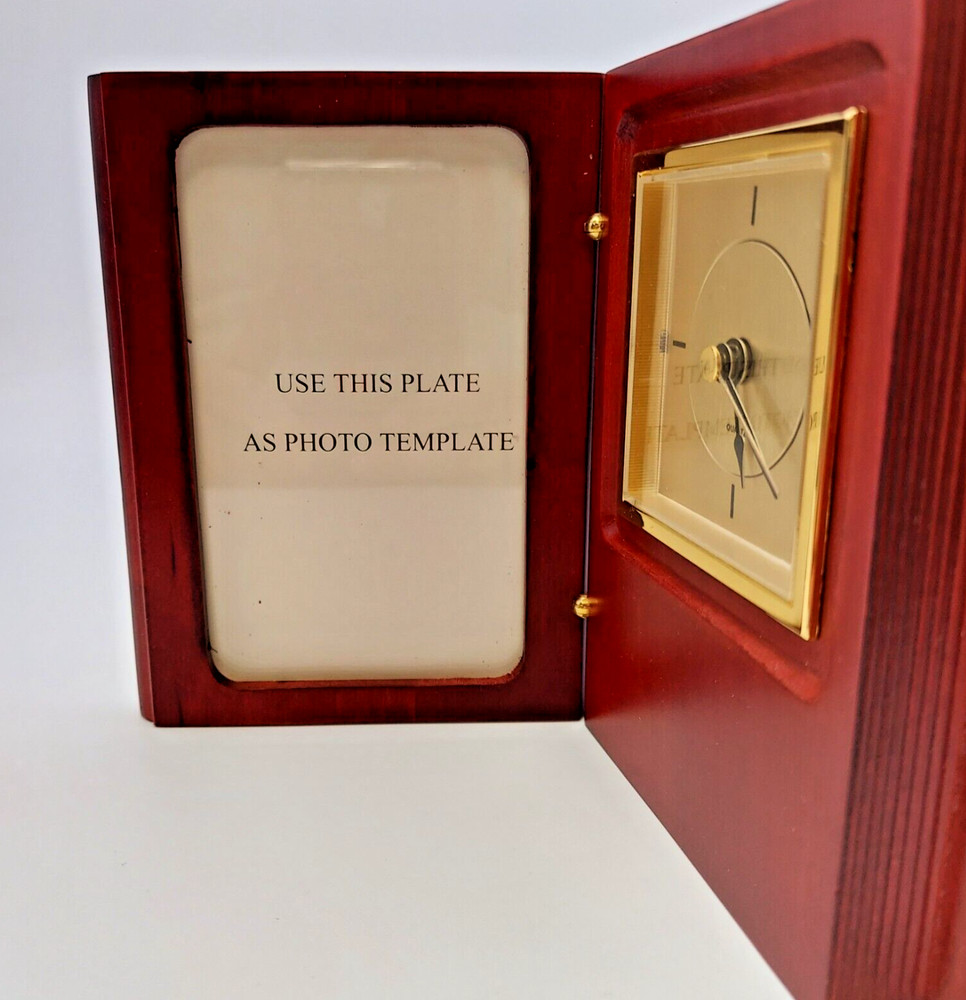 Wooden Book End Frame With Quartz Clock