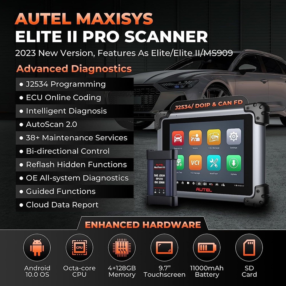 2023 Autel MaxiSys Elite II PRO as MS909 Diagnostic Scan Programming Key Coding