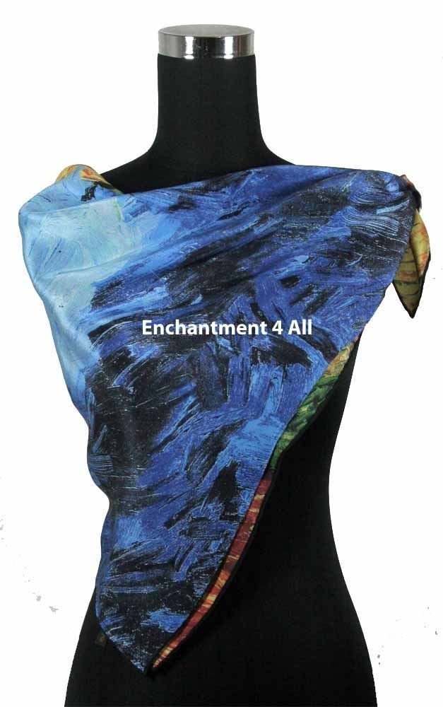 Art Silk Scarf Wrap w/ Van Gogh "Wheatfield with Crows"