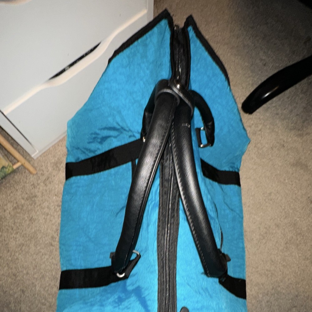 Biaggi 22" Nylon Duffle Bag Solid Blue/Black, Adjustable Shoulder Strap