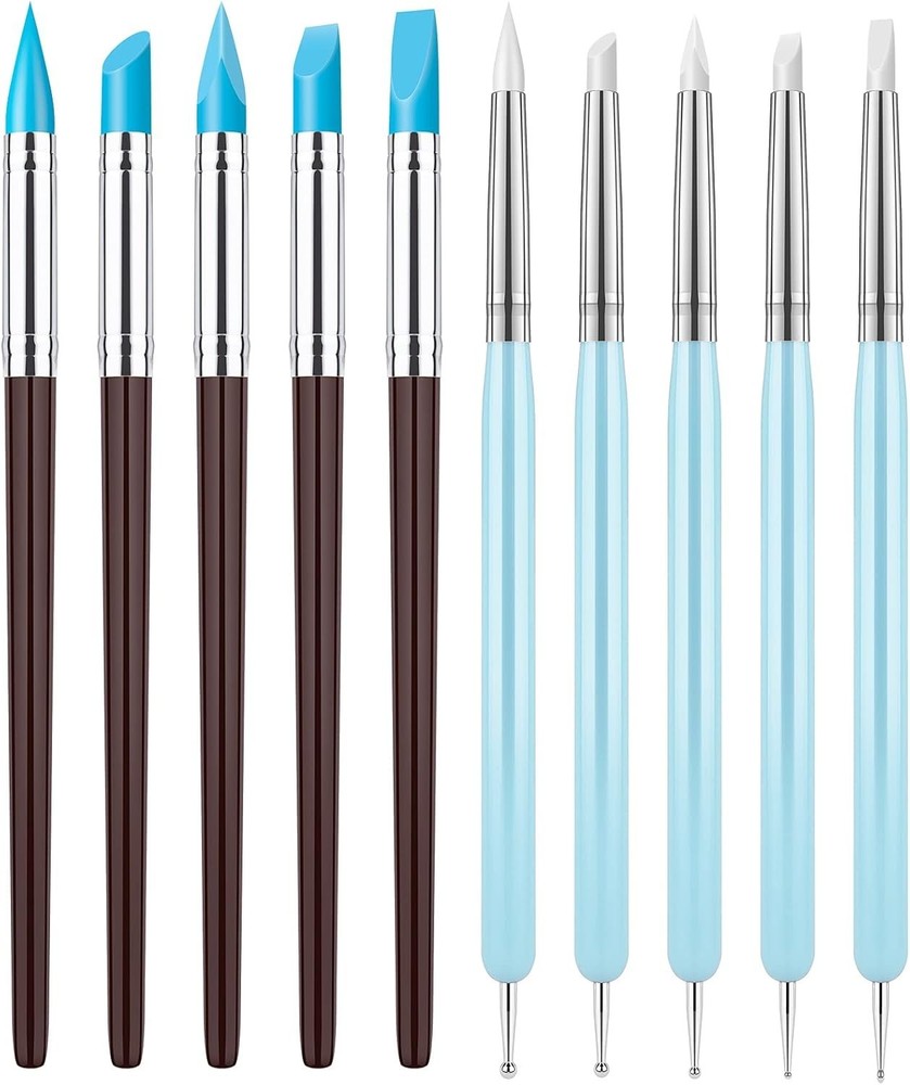 10-Pc Pottery Modeling Tool Set + Rubber Brush for DIY Enthusiasts