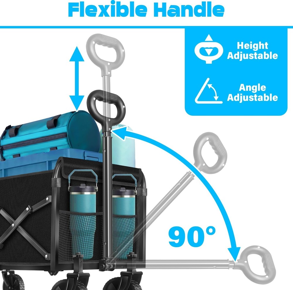 Wagons Carts Foldable,360lbs Collapsible Wagon Foldable Wagon with Wheels, Po...