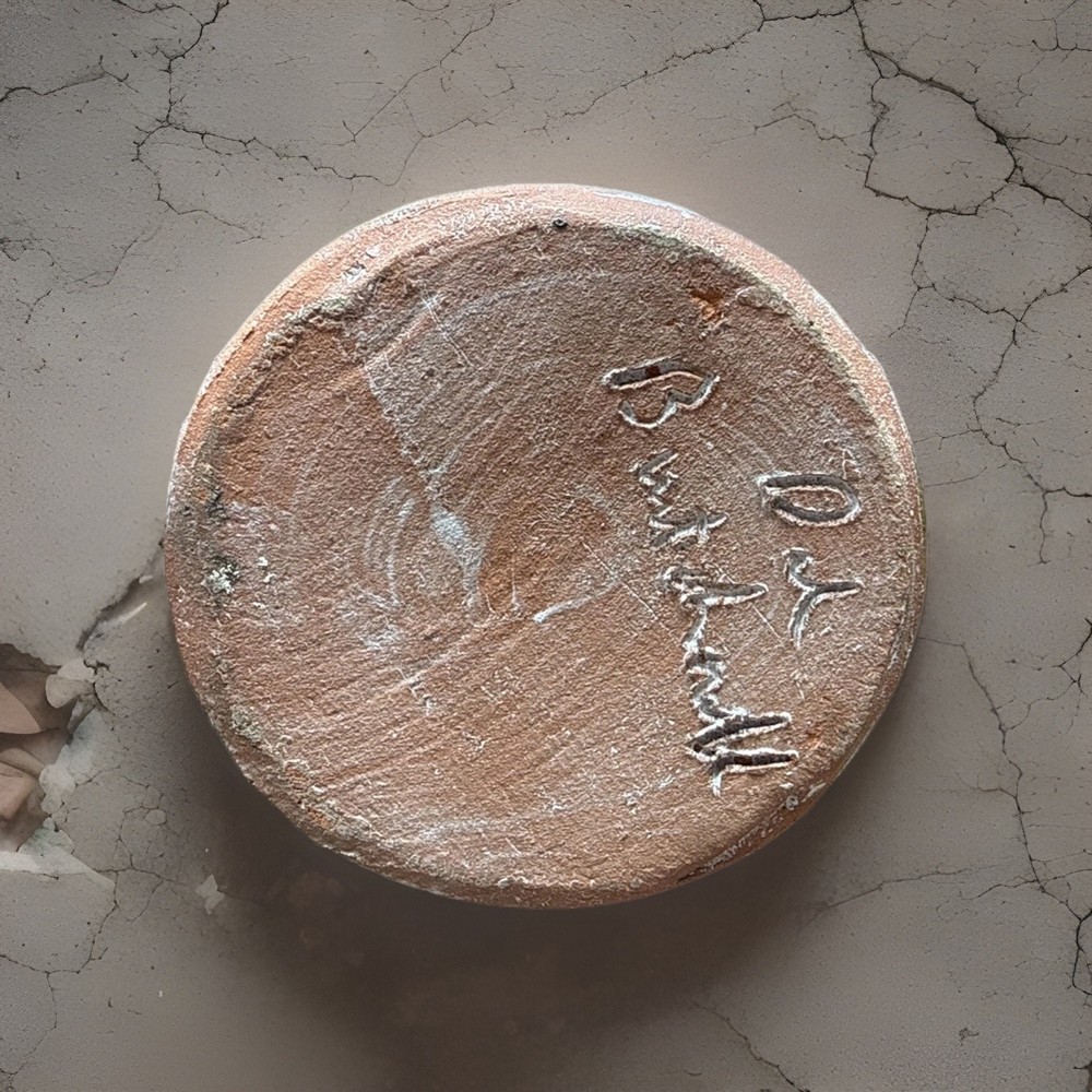 DAL BURTCHAELL Primitive Folk Art Devils Face Rustic Gray Glaze